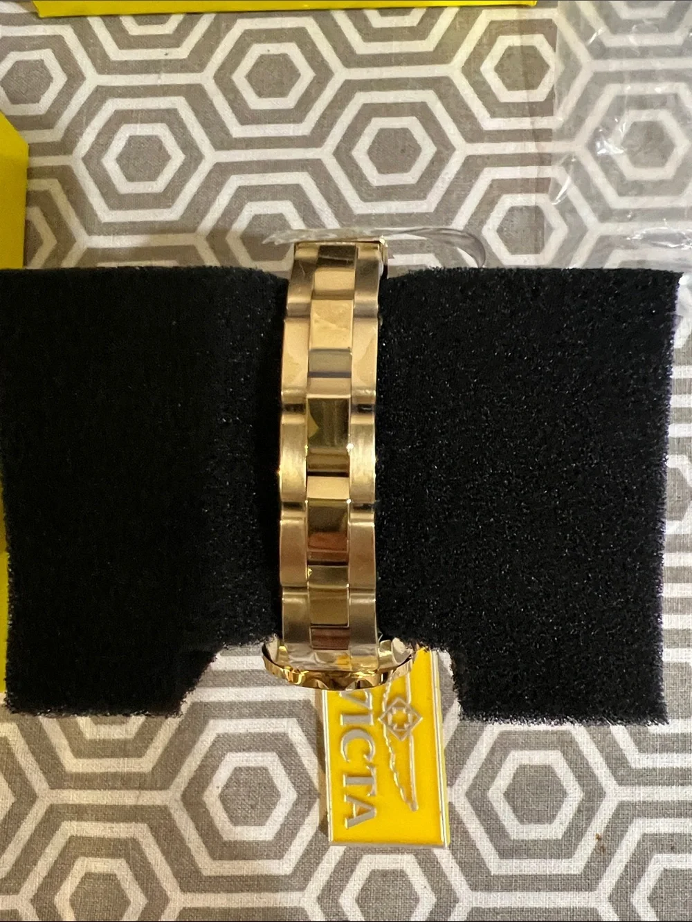 Invicta Gold Tone Watch with Blue Dial and Bezel